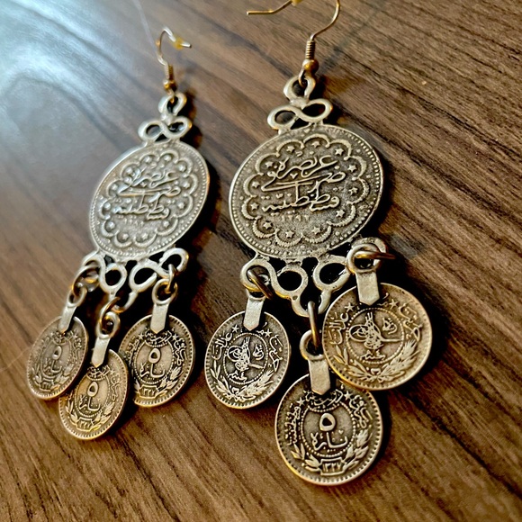 Rustic coin earrings - Picture 1 of 2